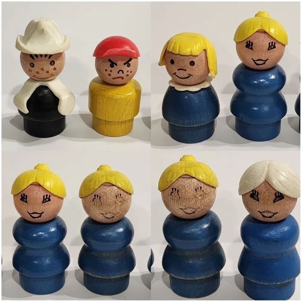 Vintage FP Little People Wood head & body lot of 6
